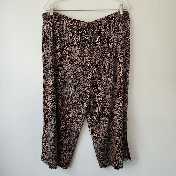 Susan Graver Pants Womens 1X Black Brown Liquid Knit Cropped Pull-On Workwear - Picture 4 of 14